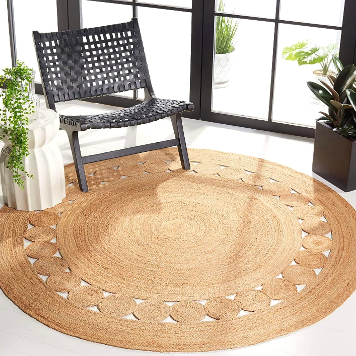Amazon.com: KEMA Jute Area Rug 3ft Round Natual Braided Dot